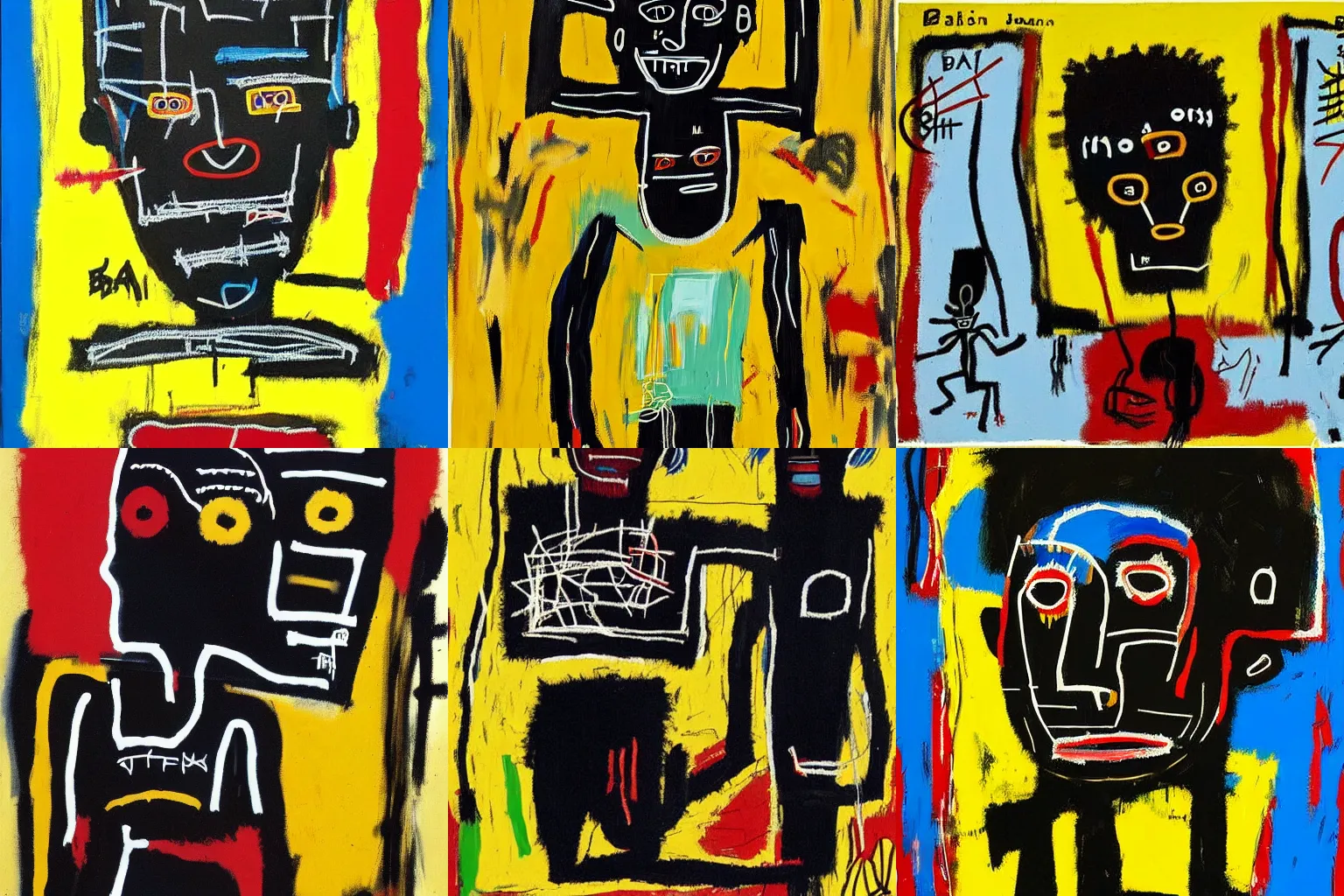 Prompt: painting of an black strong african man by jean-michel basquiat