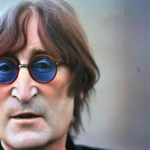 Image similar to A colored colorized real photograph of old John Lennon as an old man in his eighties with short hair in the 2010s, Old John Lennon, taken in the early 2020s, taken on a 2010s Camera, realistic, hyperrealistic, very realistic, very very realistic, highly detailed, very detailed, extremely detailed, detailed, digital art, trending on artstation, headshot and bodyshot, detailed face, very detailed face, very detailed face, real, real world, in real life, realism, HD Quality, 8k resolution, intricate details, colorized photograph, colorized photo, John Lennon as an old man with short hair