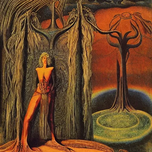 Image similar to a portrait of a character in a scenic environment by ernst fuchs and giger