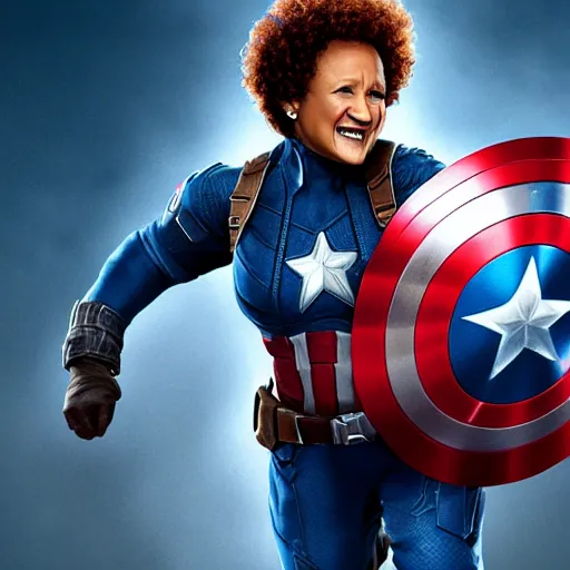 Image similar to wanda sykes as captain america, cinematic, high detailed, 8 k, photorealistic