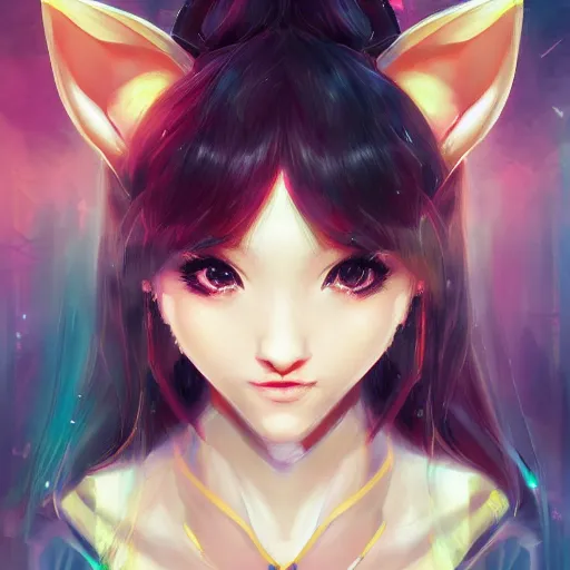 Image similar to portrait of a beautiful cute girl with robot ears falling into the third dimension by Ross Tran, 4k, intricate details
