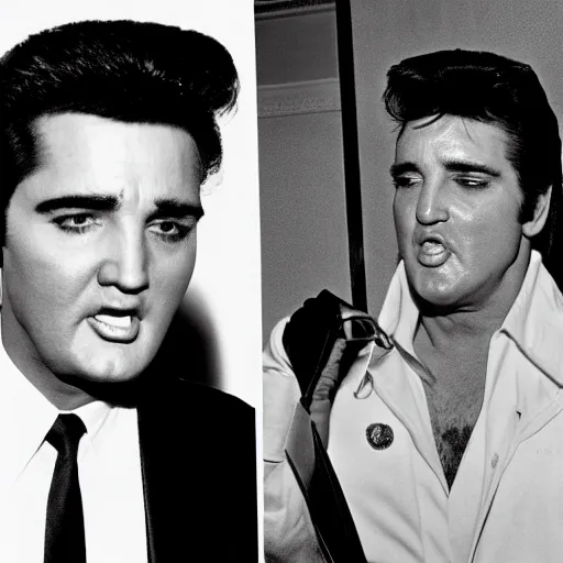 Prompt: donald trump doing cocaine with elvis presley