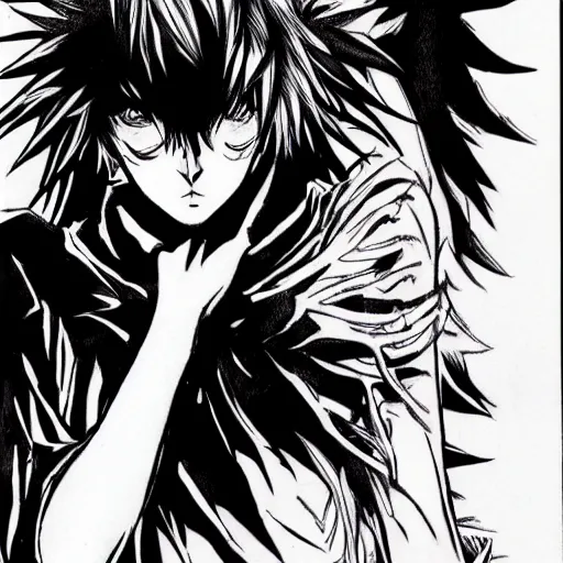 Prompt: Death Note 2 manga art unreleased