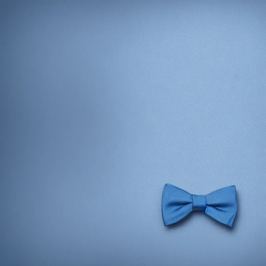 Image similar to close - up view of a bowtie on light blue background, 8 k, high detail, photorealistic, proper shading