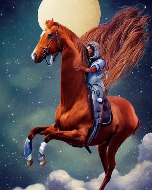 Image similar to sitting horse sitting on top of astronaut, artstation
