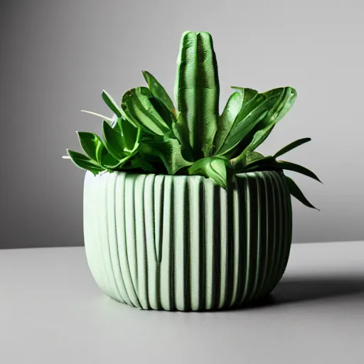 Image similar to an architectural, unique pot made for houseplants, future design, dwell, 3 d printing