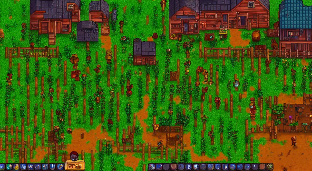 Image similar to Stardew Valley zombie apocalypse, concept art, cinematic