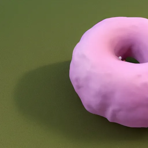 Prompt: a pink hairy donut with ears, hyper realistic, unreal engine 5, octane 3 d, render