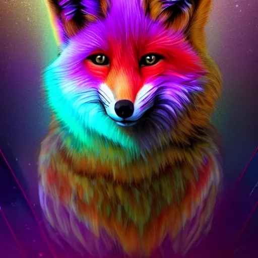 Prompt: digital fox, retrowave palette, digital world, crazy detailed, electric breeze, anatomically correct vulpine, synth feel, fluffy face, ear floof, flowing fur, super realism, accurate animal imagery, 4 k digital art