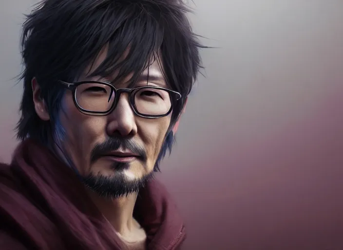 Image similar to highly detailed portrait of hideo kojima, in no game no life, stephen bliss, 8 k, unreal engine, fantasy art by greg rutkowski, loish, rhads, ferdinand knab, makoto shinkai and lois van baarle, ilya kuvshinov, rossdraws, tom bagshaw, global illumination, radiant light, detailed and intricate environment