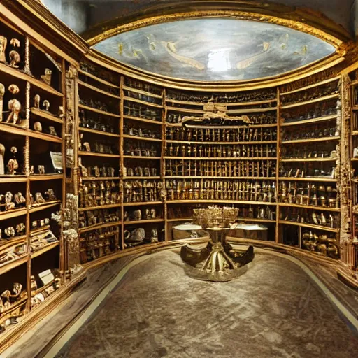 Prompt: An enormous treasure vault filled with a collection of precious and rare items, ultra-high definition, 4K, museum quality photo