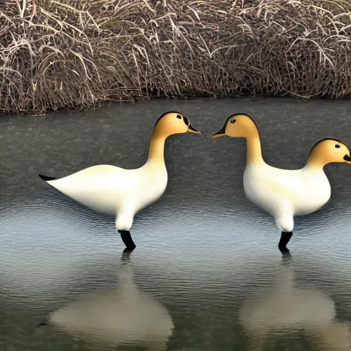 Image similar to runner ducks, 4k, realistic