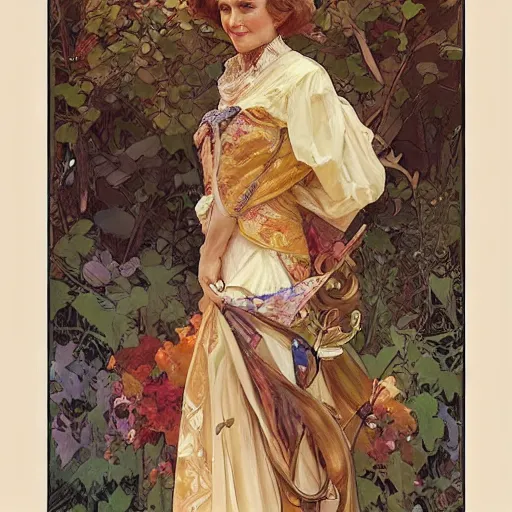 Image similar to amazing lifelike award winning pencil illustration of the duchess of Devonshire Debo Mitford trending on art station artgerm Greg rutkowski alphonse mucha cinematic