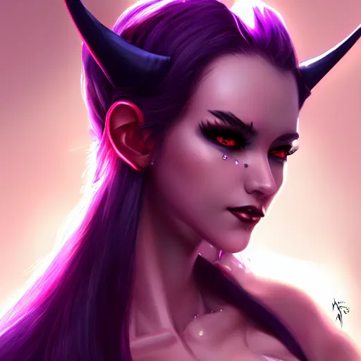 Image similar to very beautiful demon girl, artgerm, artstation, 4 k,