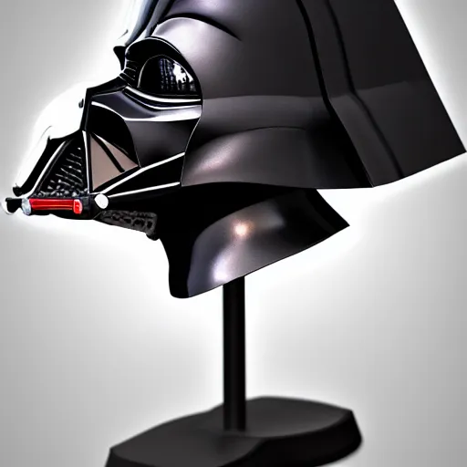 Image similar to hyper realistic hyper detailed 3 d rendered darth vader helmet that looks like a pug