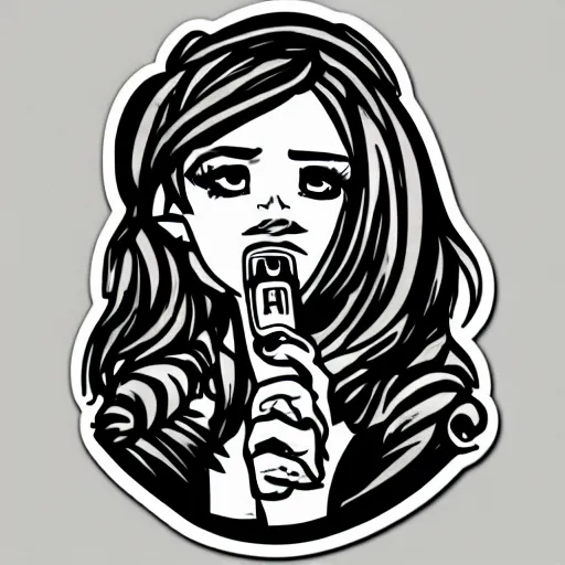 Image similar to sticker illustration of a vaping girl