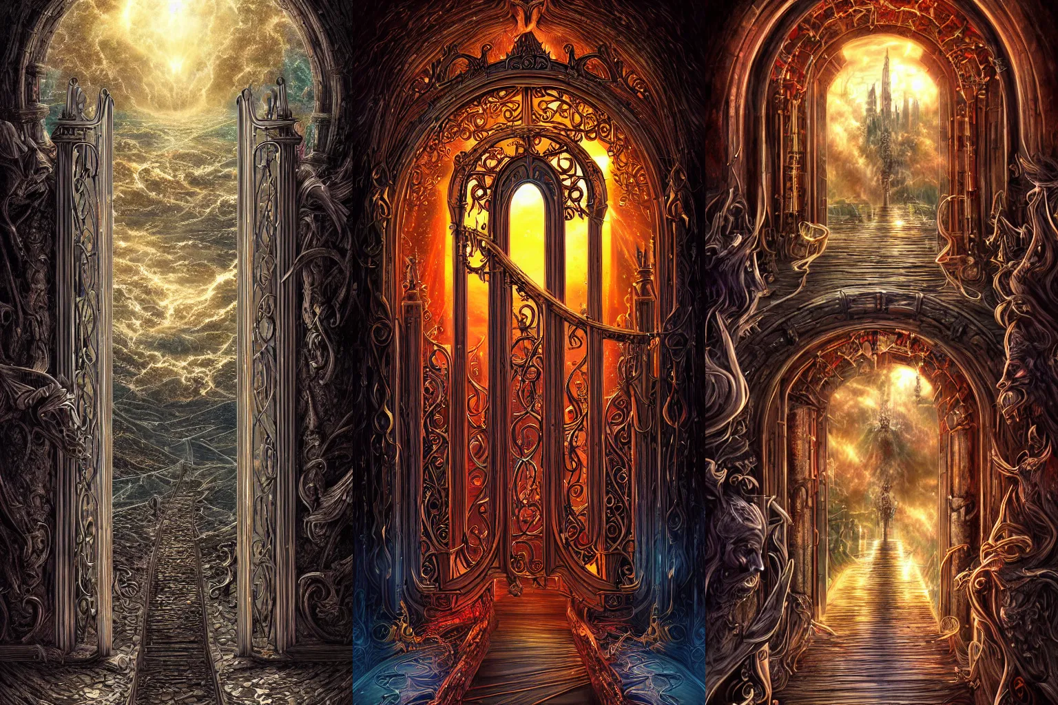 Prompt: The gate to the eternal kingdom of music, fantasy, digital art, HD, detailed.
