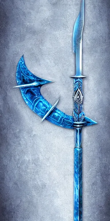 Image similar to icy warrior sword blade, blue war theme sword blade, fantasy sword of warrior, armored sword blade, glacier coloring, epic fantasy style art, fantasy epic digital art, epic fantasy weapon art