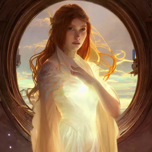 Image similar to aurora, child of light, highly detailed, digital painting, artstation, concept art, smooth, sharp focus, illustration, Unreal Engine 5, 8K, art by artgerm and greg rutkowski and alphonse mucha