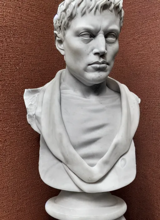 Image similar to photo of a marble bust sculpture of elon musk as a cyclops from ancient greece by michelangelo