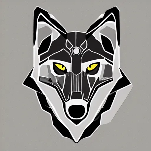 Prompt: realistic mythical artistic robotic wolf logo