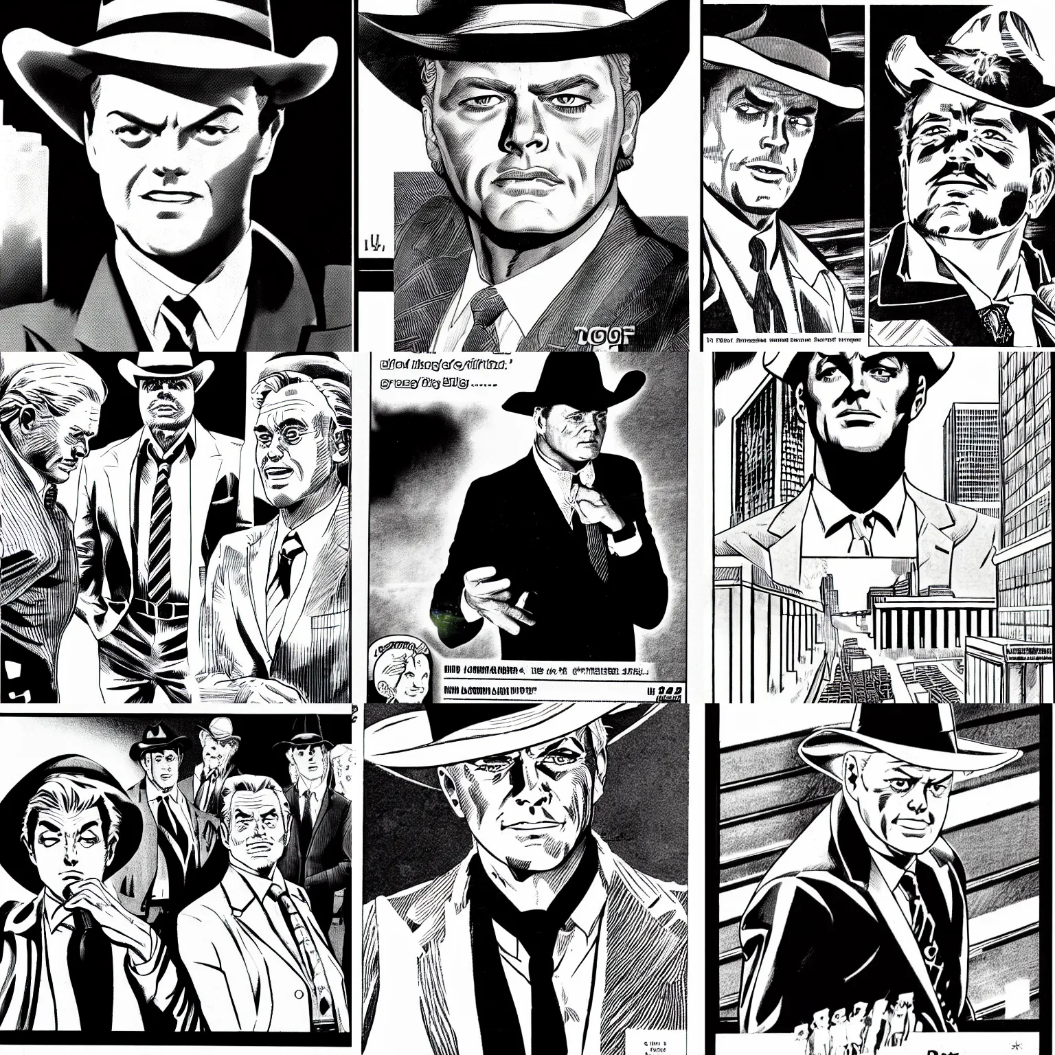 Prompt: who shot jr ewing from dallas, as a manga panel, black and white, manga scans