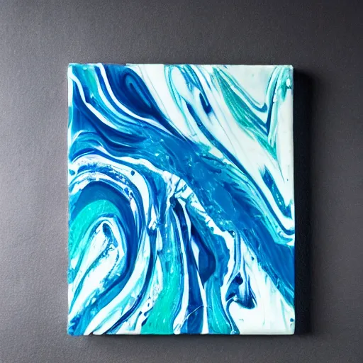 Prompt: acrylic paint pour, marbling, very detailed, 8k 4k :1 navy blue and cyan:1