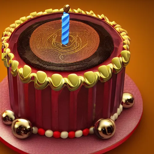 Image similar to an intricate render of a birthday cake with a red beard, unreal engine, rendered by Octane, 4k