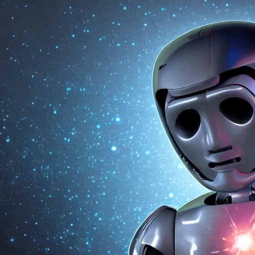 Prompt: a heartbroken artificial intelligence roaming in the galaxy