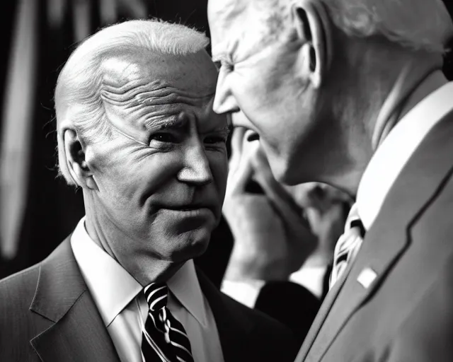 Image similar to president joe biden face to face with president joe biden, nikon 3 5 mm, photograph