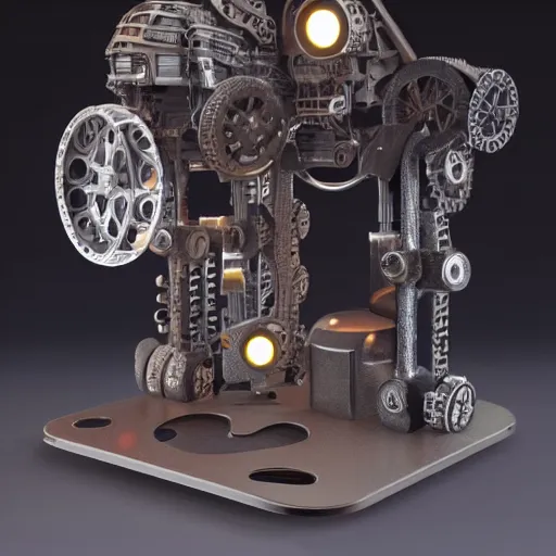 Image similar to tiny mechanical movie prop with led lights, intricate and detailed