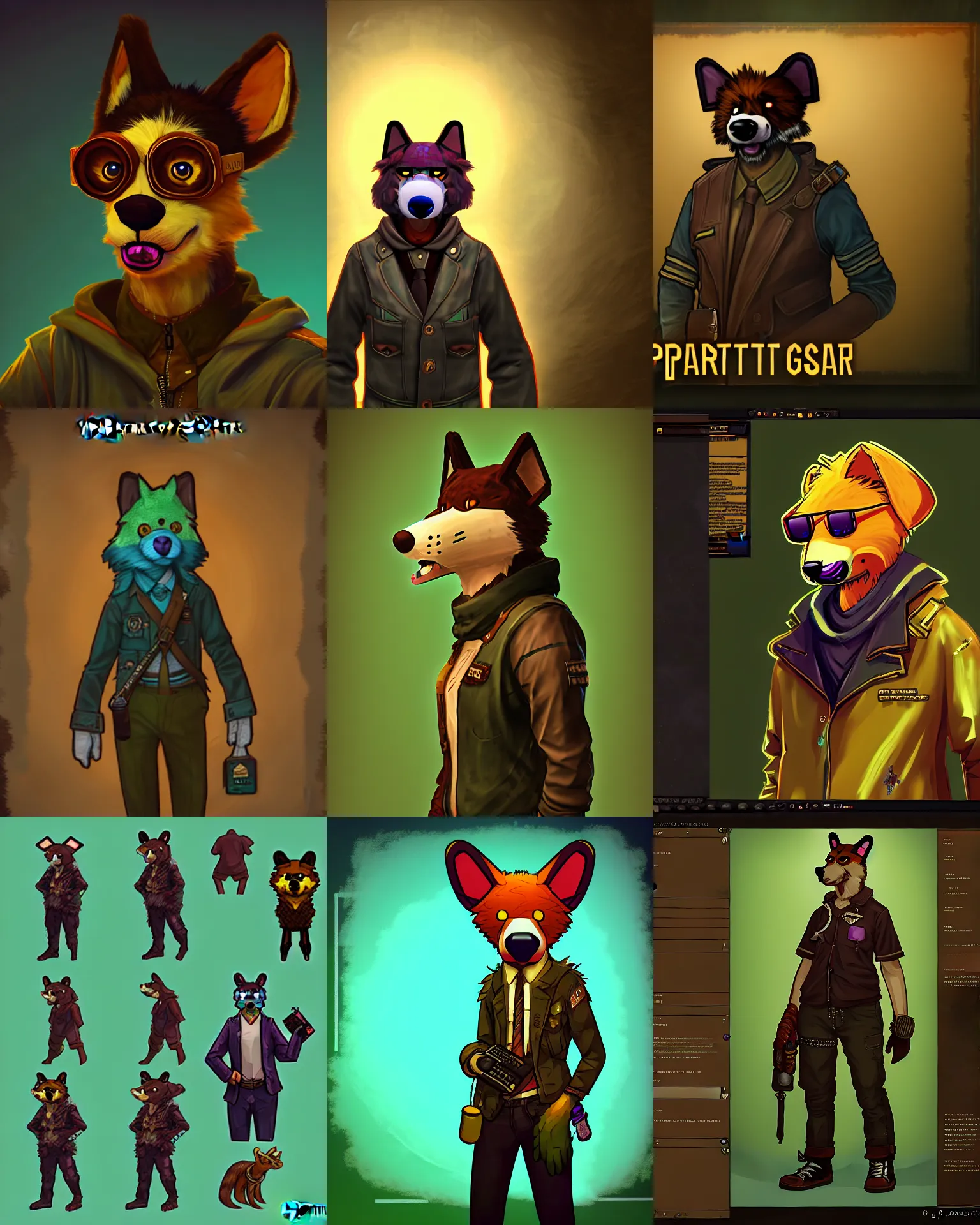 Prompt: portrait of a fursuiter, in the style of the pc game disco elysium ( by za / um )