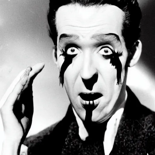 Prompt: scene from the horror picture show with james stewart!!!! james stewart!!!! is acting surprised