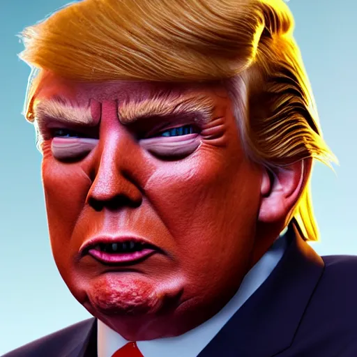 Image similar to an very detailed and ugly donald trump, horror art, super ugly, terrifying, by artgerm, hd, hdr, ue 5, ue 6, unreal engine 5, realistic anime 3 d style, cinematic 4 k wallpaper, 8 k, ultra detailed, gta cover art, high resolution, artstation, award winning