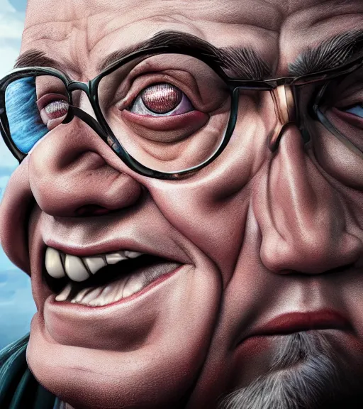 Image similar to An epic fantasy comic book style portrait painting of Danny DeVito, fisheye lens, unreal 5, DAZ, hyperrealistic, octane render, cosplay, RPG portrait, dynamic lighting