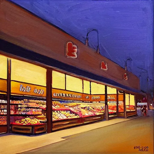 Prompt: “a grocery store at night panting”