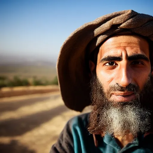 Prompt: photograph of a young man. he is an itinerant jewish prophet from the galilee in northern israel. age is 3 3