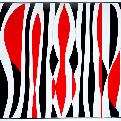 Image similar to river shapes ( water shapes ) curves ( black white red ) ( big circle ) bridget riley museum of modern art new york