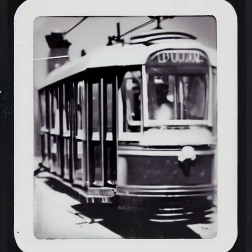 Prompt: an old tram in space, Polaroid,