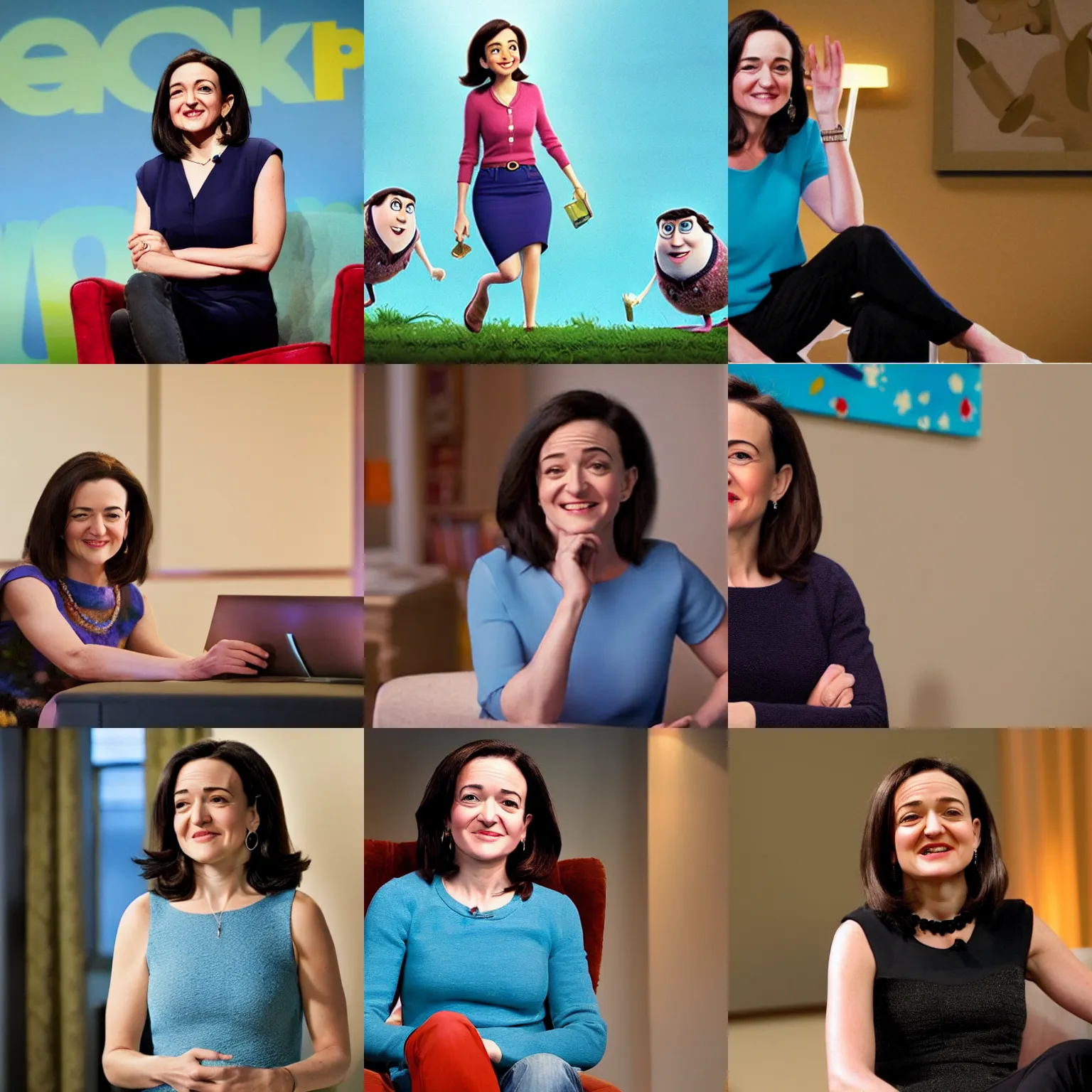 Prompt: Sheryl Sandberg in new Pixar movie