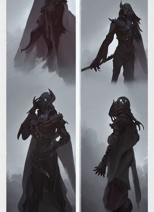 Image similar to concept art of a character with a black robe, glowing eye, digital art, trending on artstation, peter mohrbacher and greg rutkowski