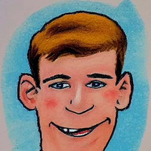 Image similar to a badly drawn picture of max verstappen, caricature, crayon art, bad, beginner art