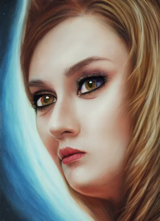 Image similar to hyper realistic, portrait, close - up, moon, dark witch, painting by ansell, mary jane, smooth, sharp focus