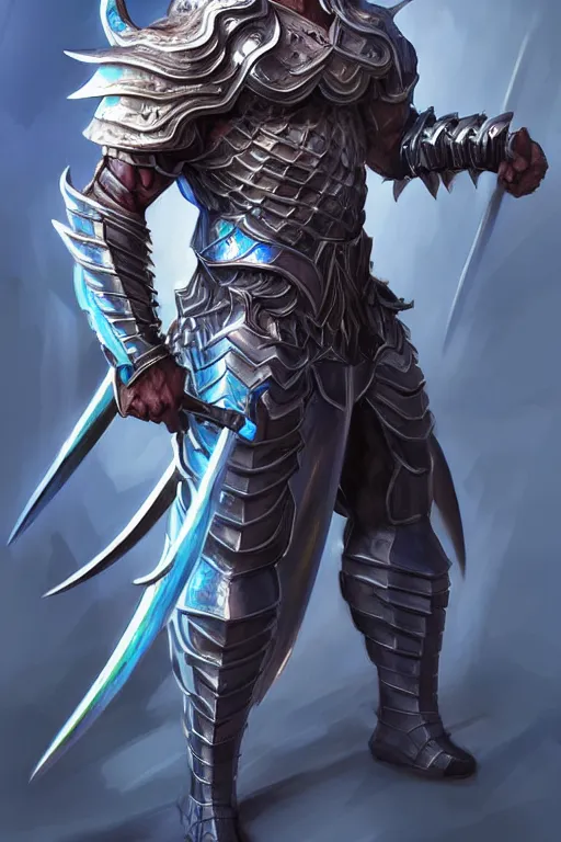 Image similar to Full body character concept art of an anime draconian warrior knight, iridescent scales, cool face, muscular, by Stanley Artgerm Lau, WLOP, Rossdraws, James Jean, Andrei Riabovitchev, Marc Simonetti, and Sakimichan, tranding on artstation