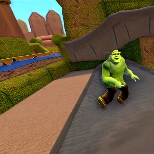 Image similar to shrek in tony hawk pro skater 2, screenshot