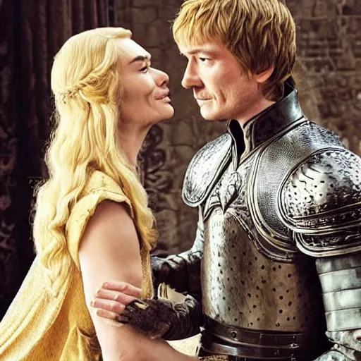 Image similar to “Cersei Lannister, petting her dragon”