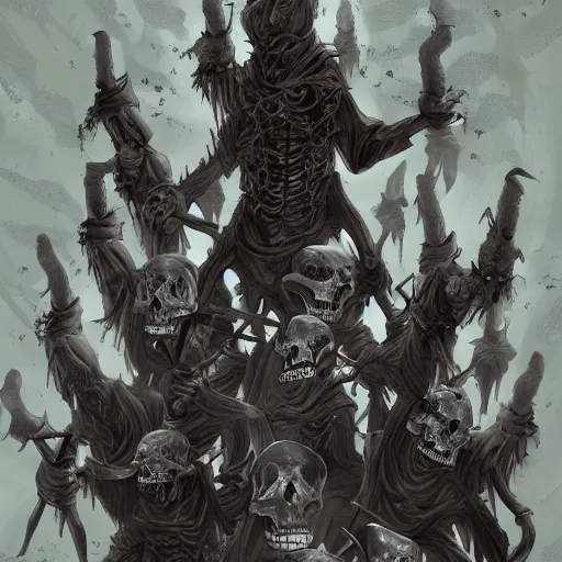 Prompt: A wizard summoning a skeleton army, digital art, realistic, artstation, detailed