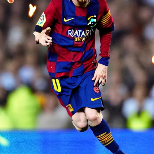Prompt: lionel messi as the flash explosion of lighting