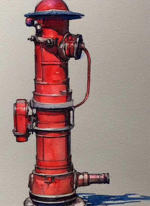 Image similar to concept art of a hydrant, pinterest, artstation trending, behance, watercolor, by coby whitmore, silver, laser light,