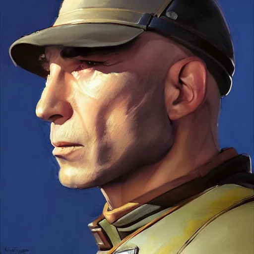 Image similar to greg manchess portrait painting of partially armored jean luc picard as overwatch character, medium shot, asymmetrical, profile picture, organic painting, sunny day, matte painting, bold shapes, hard edges, street art, trending on artstation, by huang guangjian, gil elvgren, ruan jia, greg rutkowski, gaston bussiere